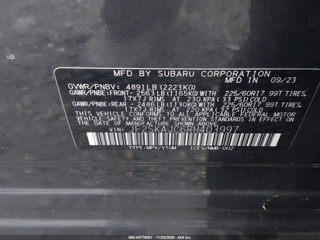 2024 SUBARU FORESTER JF2SKAJC6RH403997 Photo 8