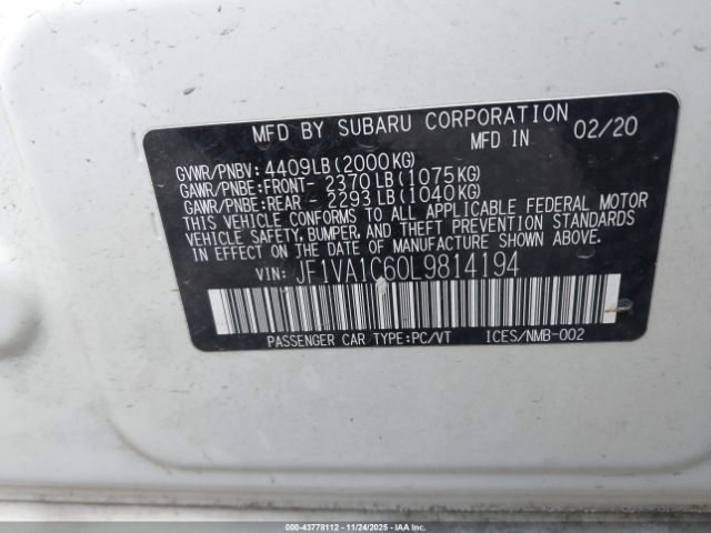 2020 SUBARU WRX JF1VA1C60L9814194 Photo 8