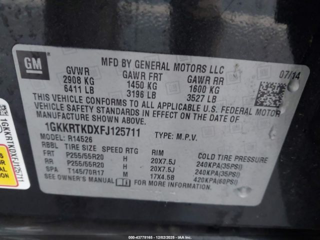 2015 GMC ACADIA 1GKKRTKDXFJ125711 Photo 8