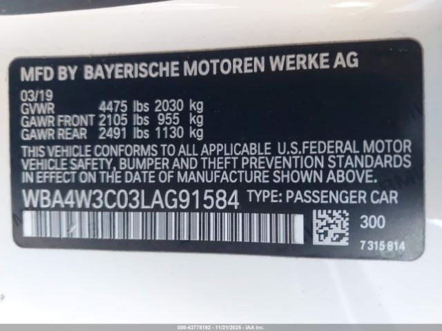 2020 BMW 430I WBA4W3C03LAG91584 Photo 8