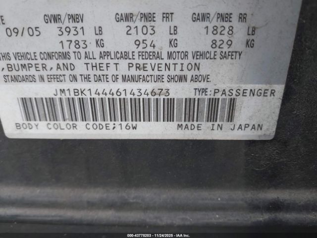 2006 MAZDA MAZDA3 JM1BK144461434673 Photo 8