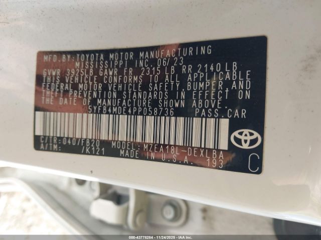 2023 TOYOTA COROLLA 5YFB4MDE4PP058736 Photo 8