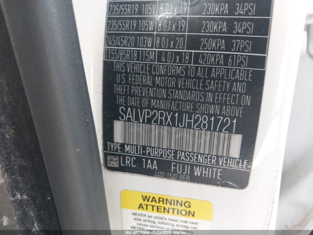 2018 LAND ROVER RANGE ROVER EVOQUE SALVP2RX1JH281721 Photo 8