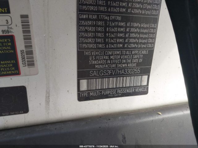 2017 LAND ROVER RANGE ROVER SALGS2FV7HA330255 Photo 8