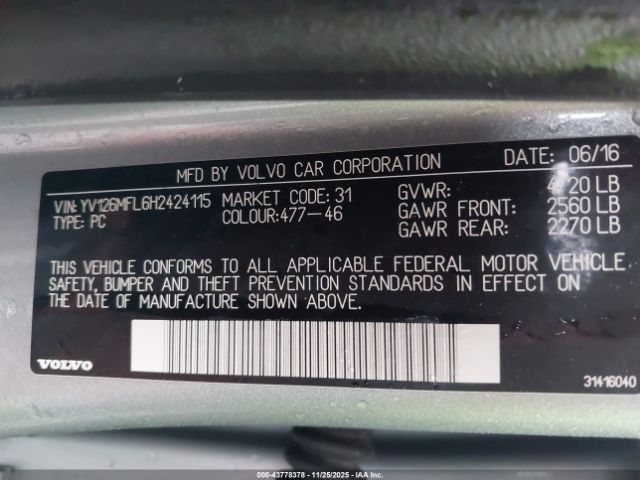 2017 VOLVO S60 YV126MFL6H2424115 Photo 8