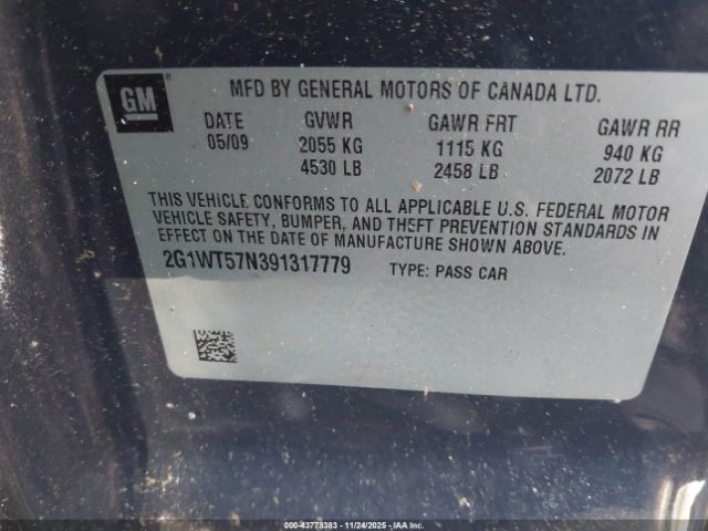2009 CHEVROLET IMPALA 2G1WT57N391317779 Photo 8