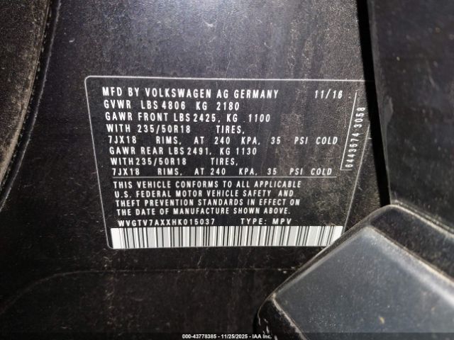 2017 VOLKSWAGEN TIGUAN WVGTV7AXXHK015037 Photo 8