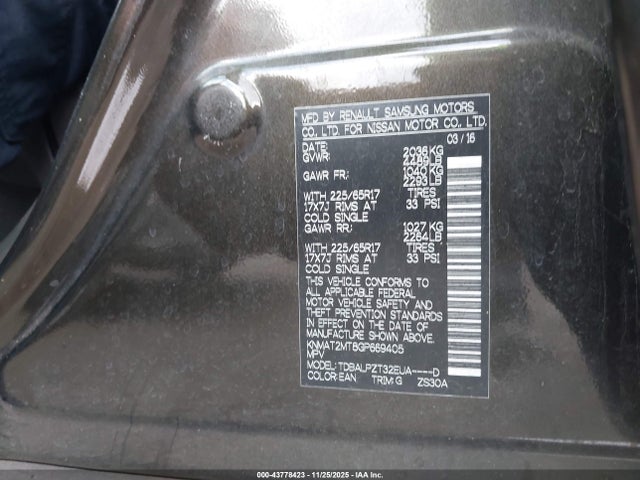 KNMAT2MT8GP669405 Nissan Rogue S/sl/sv