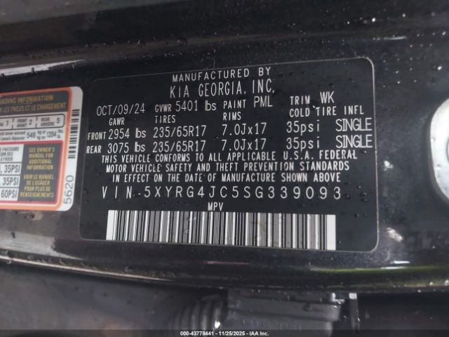 2025 KIA SORENTO 5XYRG4JC5SG339093 Photo 8