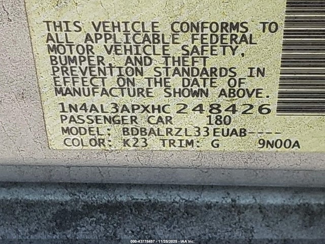 1N4AL3APXHC248426 Nissan Altima 2.5 Sl