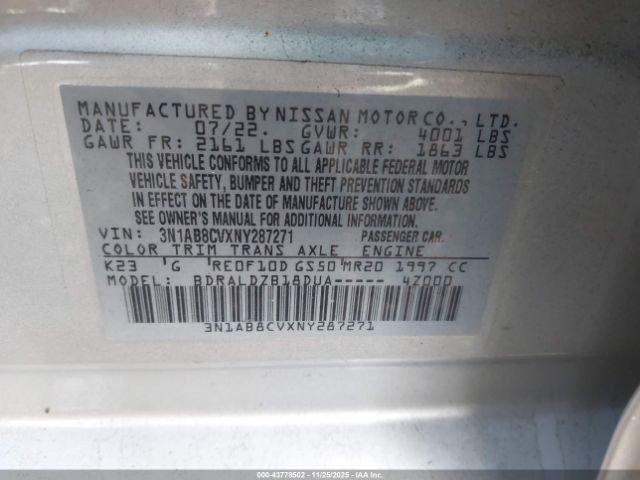 2022 NISSAN SENTRA 3N1AB8CVXNY287271 Photo 8