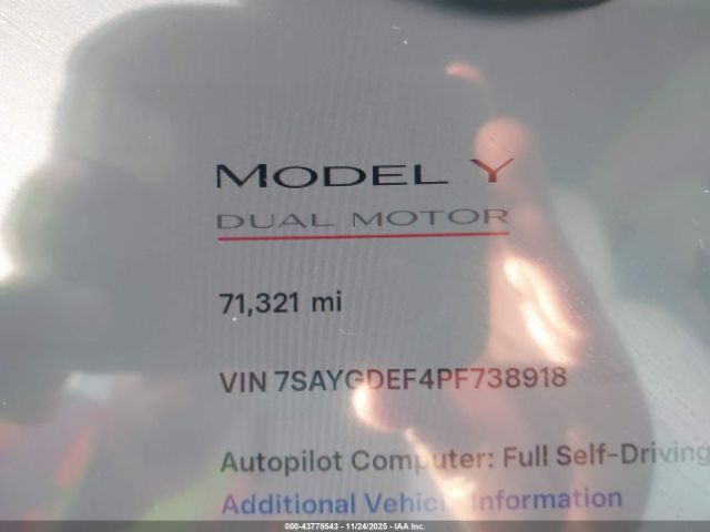 2023 TESLA MODEL Y 7SAYGDEF4PF738918 Photo 6