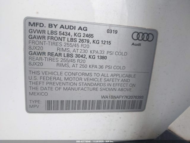 2019 AUDI Q5 WA1BNAFY7K2076393 Photo 8