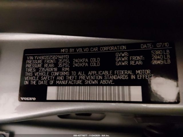 2011 VOLVO XC60 YV4902DZ5B2148113 Photo 8