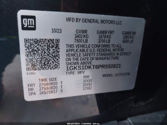 1GKS1DKT6PR550821 GMC Yukon 2wd Denali