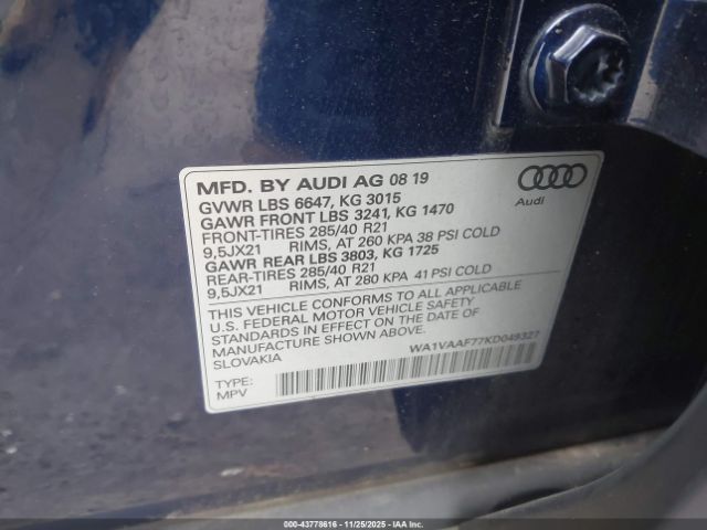 2019 AUDI Q7 WA1VAAF77KD049327 Photo 8
