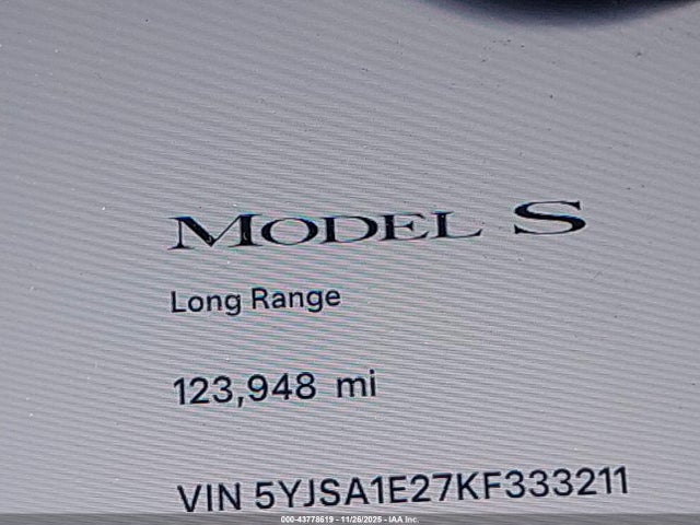 2019 TESLA MODEL S 5YJSA1E27KF333211 Photo 6