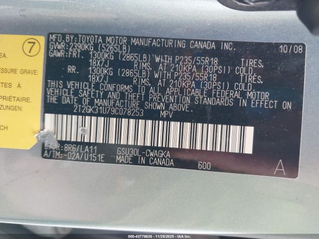 2009 LEXUS RX 350 2T2GK31U79C078253 Photo 8