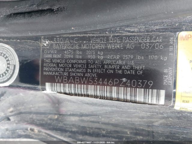 2006 BMW 330CI WBABW53446PZ40379 Photo 8