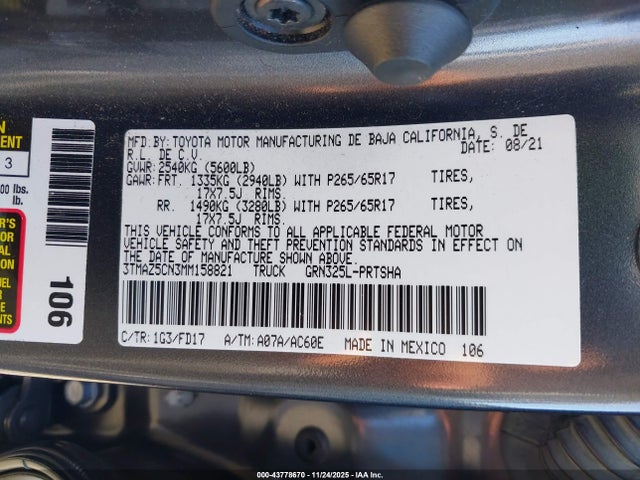 3TMAZ5CN3MM158821 Toyota Tacoma Trd Sport