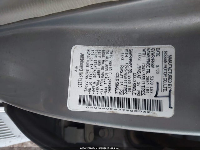 2001 INFINITI QX4 JNRDR09Y31W212230 Photo 8