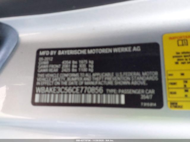 2012 BMW 328I WBAKE3C56CE770856 Photo 8