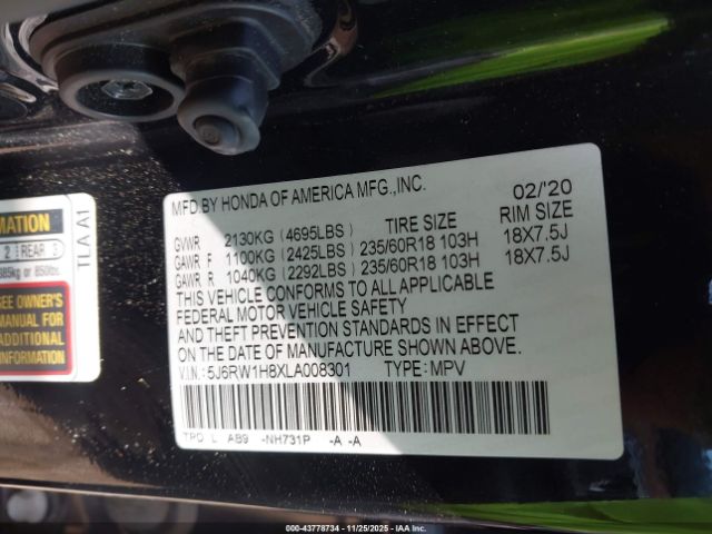 2020 HONDA CR-V 5J6RW1H8XLA008301 Photo 8