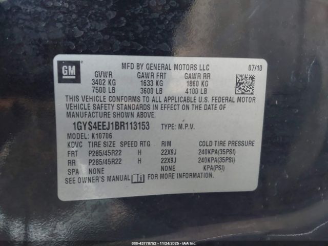 2011 CADILLAC ESCALADE HYBRID 1GYS4EEJ1BR113153 Photo 8