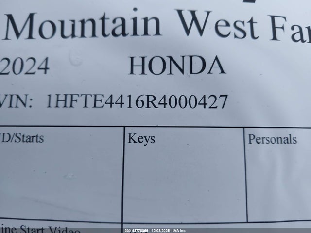 Продажа на аукционе авто 2024 Honda Trx520 Fm, vin: 1HFTE4416R4000427, номер лота: 43778859