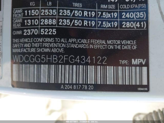 2015 MERCEDES-BENZ GLK 350 WDCGG5HB2FG434122 Photo 8