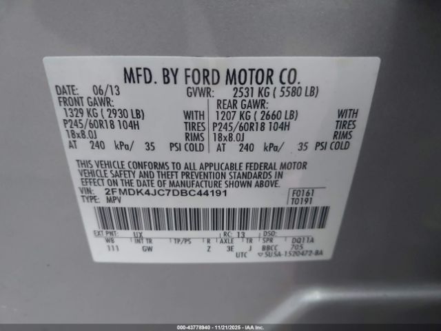 2013 FORD EDGE 2FMDK4JC7DBC44191 Photo 8