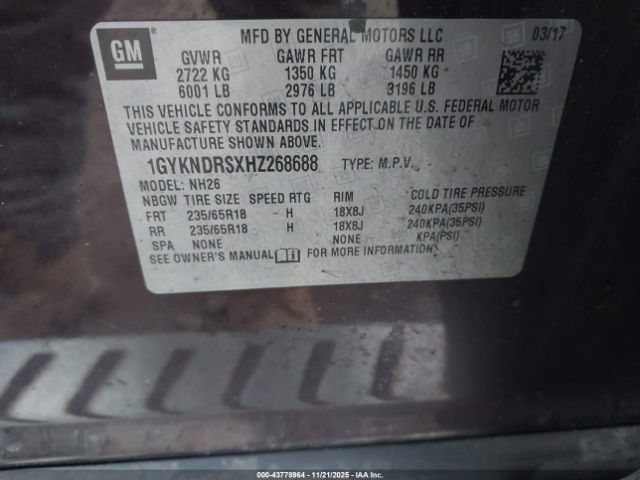 2017 CADILLAC XT5 1GYKNDRSXHZ268688 Photo 8