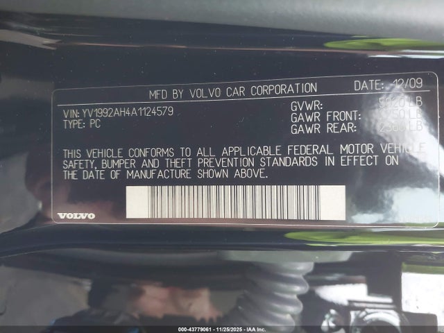 2010 VOLVO S80 YV1992AH4A1124579 Photo 8