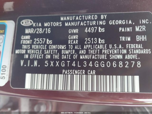 2016 KIA OPTIMA 5XXGT4L34GG068278 Photo 8