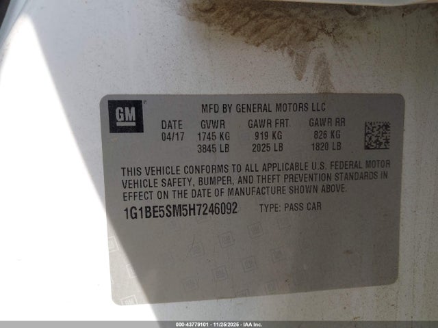 1G1BE5SM5H7246092 Chevrolet Cruze Lt Auto