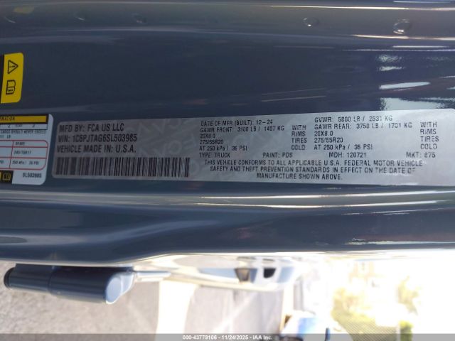 2025 JEEP GLADIATOR 1C6PJTAG6SL503985 Photo 8