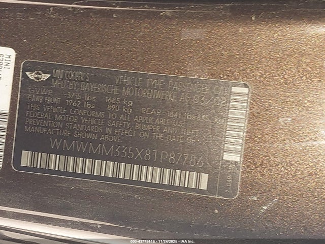 2008 MINI COOPER S CLUBMAN WMWMM335X8TP87786 Photo 8