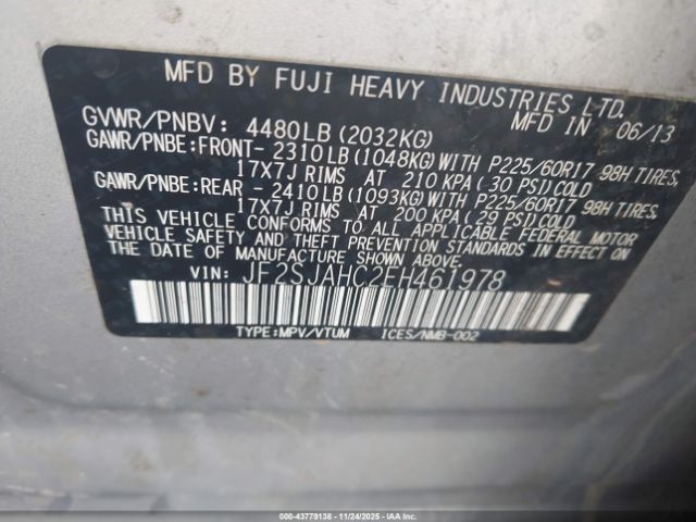 2014 SUBARU FORESTER JF2SJAHC2EH461978 Photo 8