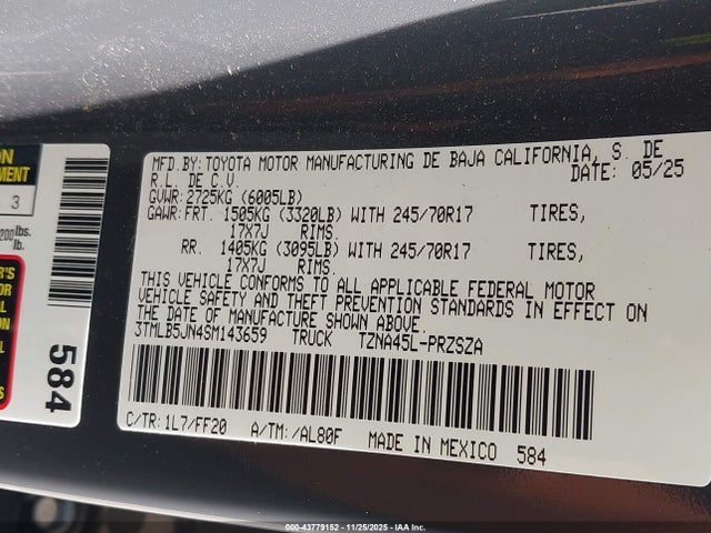 3TMLB5JN4SM143659 Toyota Tacoma Sr5