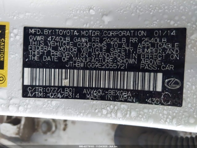 Lexus ES 300H 2014 JTHBW1GG9E2055721 Image 9