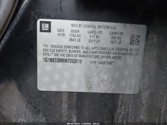 1G1BE5SM6H7202618 Chevrolet Cruze Lt Auto
