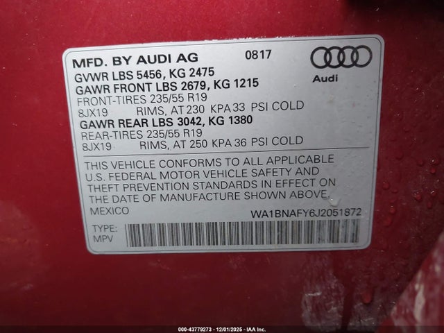 2018 AUDI Q5 WA1BNAFY6J2051872 Photo 8