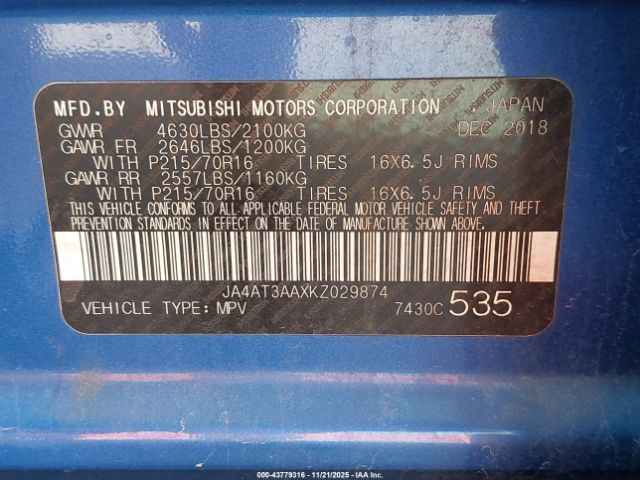 2019 MITSUBISHI ECLIPSE CROSS JA4AT3AAXKZ029874 Photo 8