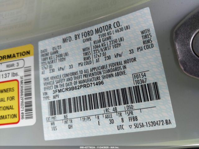 2023 FORD BRONCO SPORT 3FMCR9B62PRD71496 Photo 8