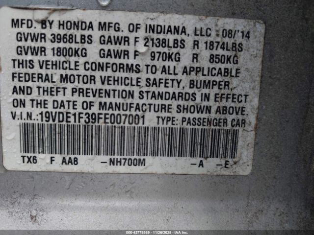 2015 ACURA ILX 19VDE1F39FE007001 Photo 8