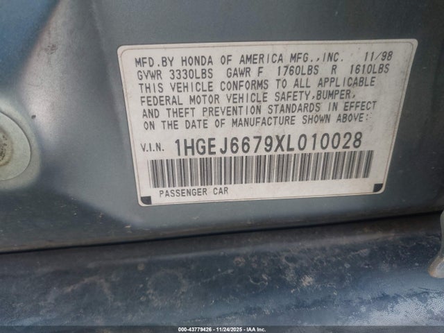 1999 HONDA CIVIC 1HGEJ6679XL010028 Photo 8