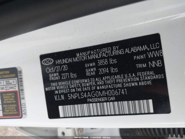 2021 HYUNDAI ELANTRA 5NPLS4AG0MH006741 Photo 8