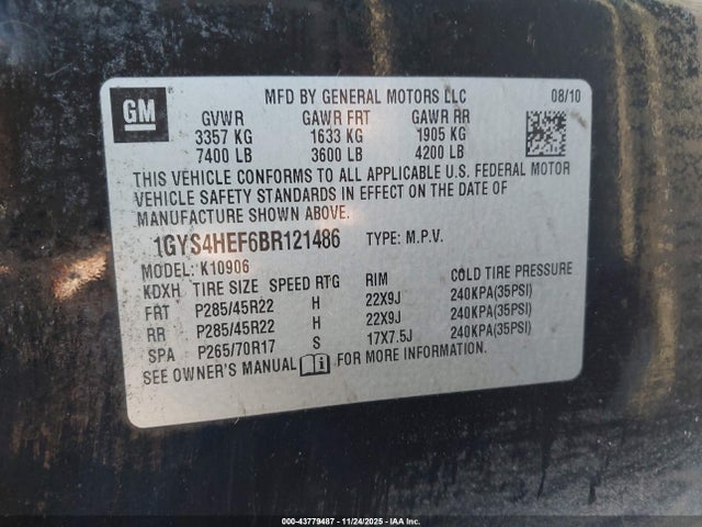 2011 CADILLAC ESCALADE ESV 1GYS4HEF6BR121486 Photo 8