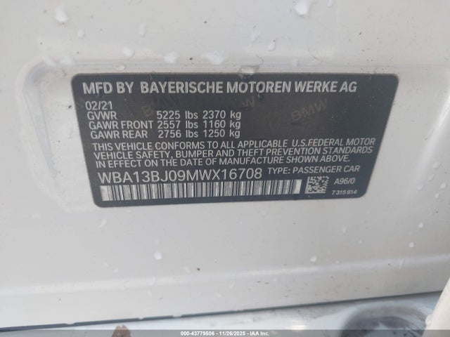 2021 BMW 530I WBA13BJ09MWX16708 Photo 8