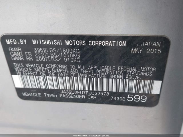 2015 MITSUBISHI LANCER JA32U2FU7FU022578 Photo 8